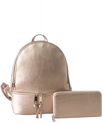 New Fashion Backpack with Wallet LP1062W ROSEGOLD